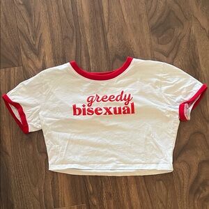 Source Unknown White and Red Crop Top